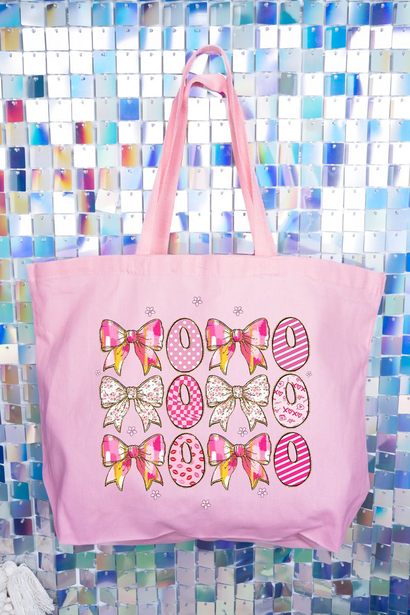 Stacked Coquette XOXO Canvas Jumbo Tote - Wholesale Accessory Market