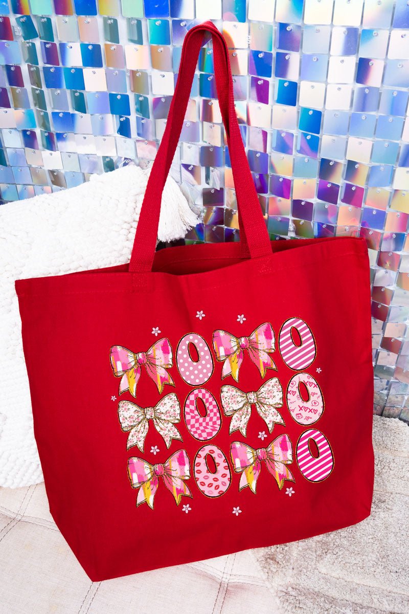 Stacked Coquette XOXO Canvas Jumbo Tote - Wholesale Accessory Market