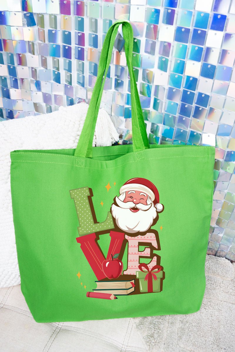Teacher Love Christmas Canvas Jumbo Tote - Wholesale Accessory Market