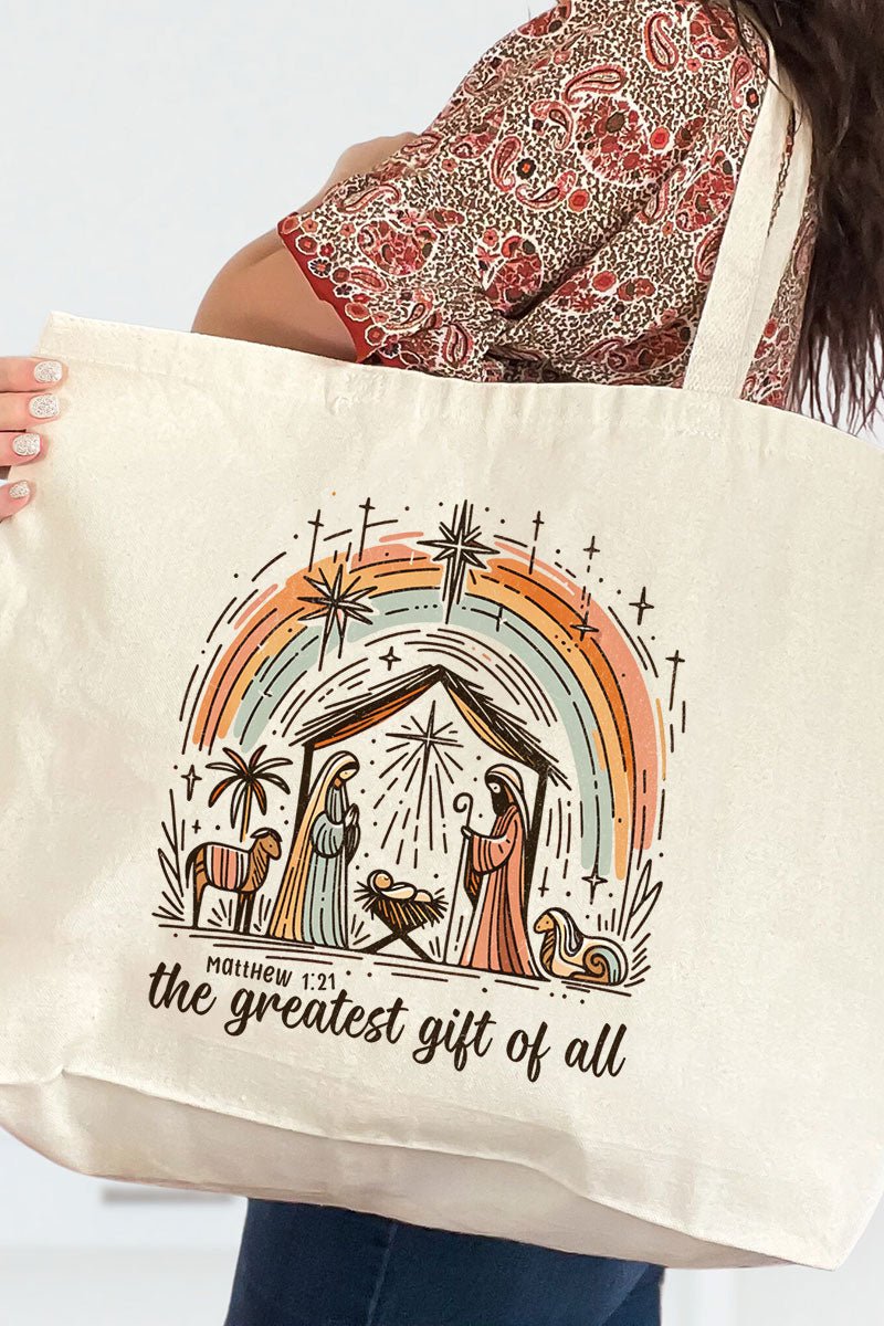The Greatest Gift Of All Canvas Jumbo Tote - Wholesale Accessory Market
