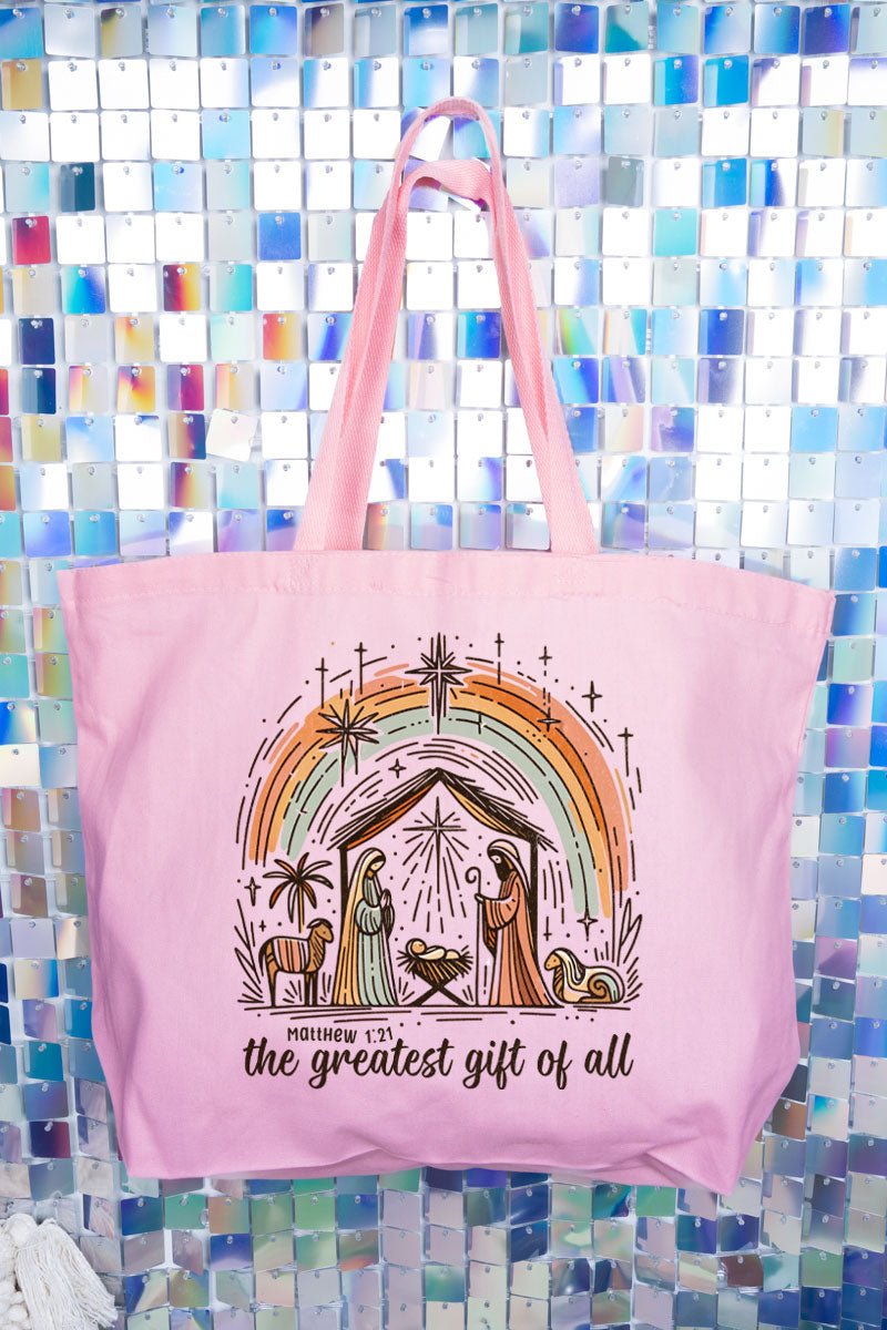 The Greatest Gift Of All Canvas Jumbo Tote - Wholesale Accessory Market