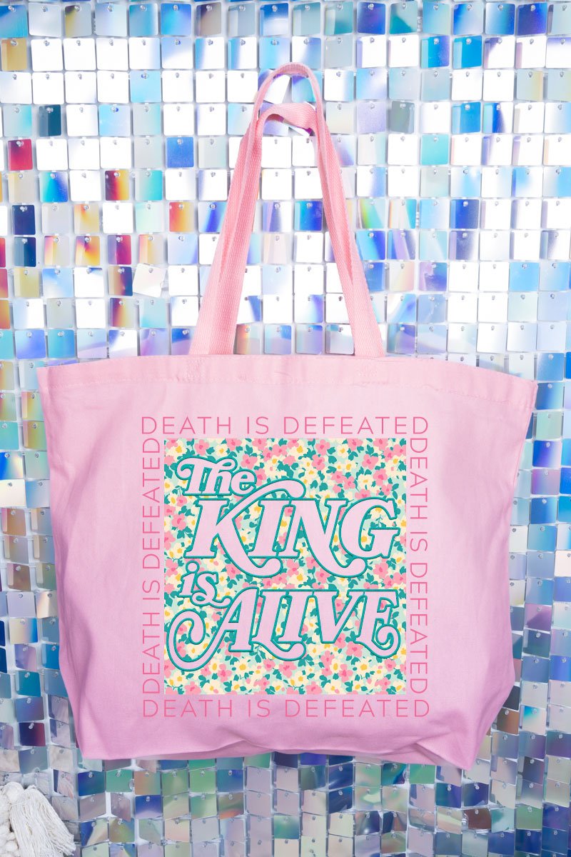 The King Is Alive Canvas Jumbo Tote - Wholesale Accessory Market