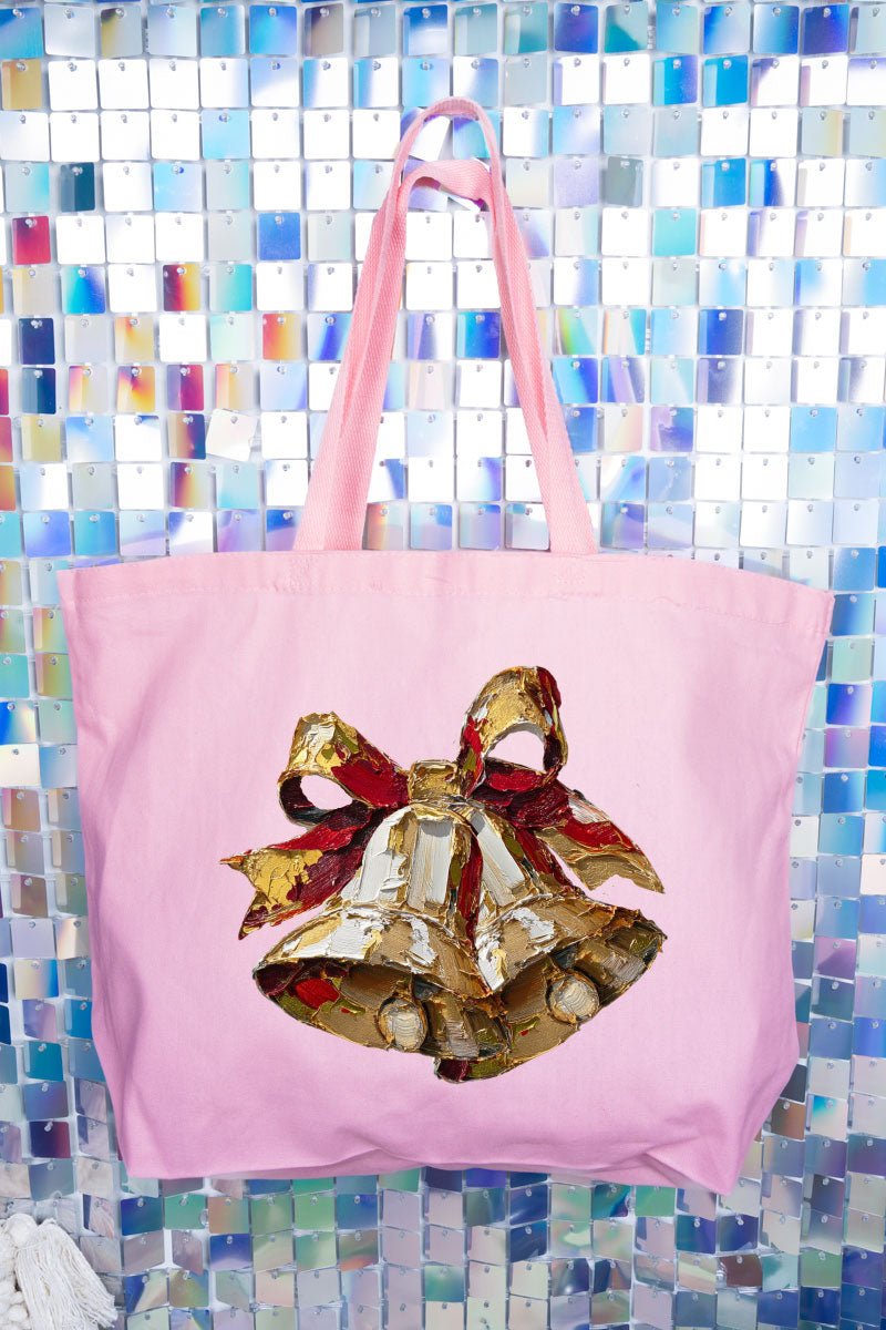 The Painted Christmas Bells Canvas Jumbo Tote - Wholesale Accessory Market