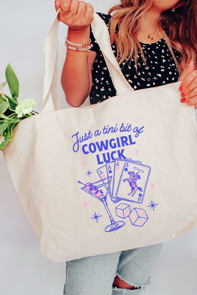 Tini Bit Of Cowgirl Luck Canvas Jumbo Tote - Wholesale Accessory Market