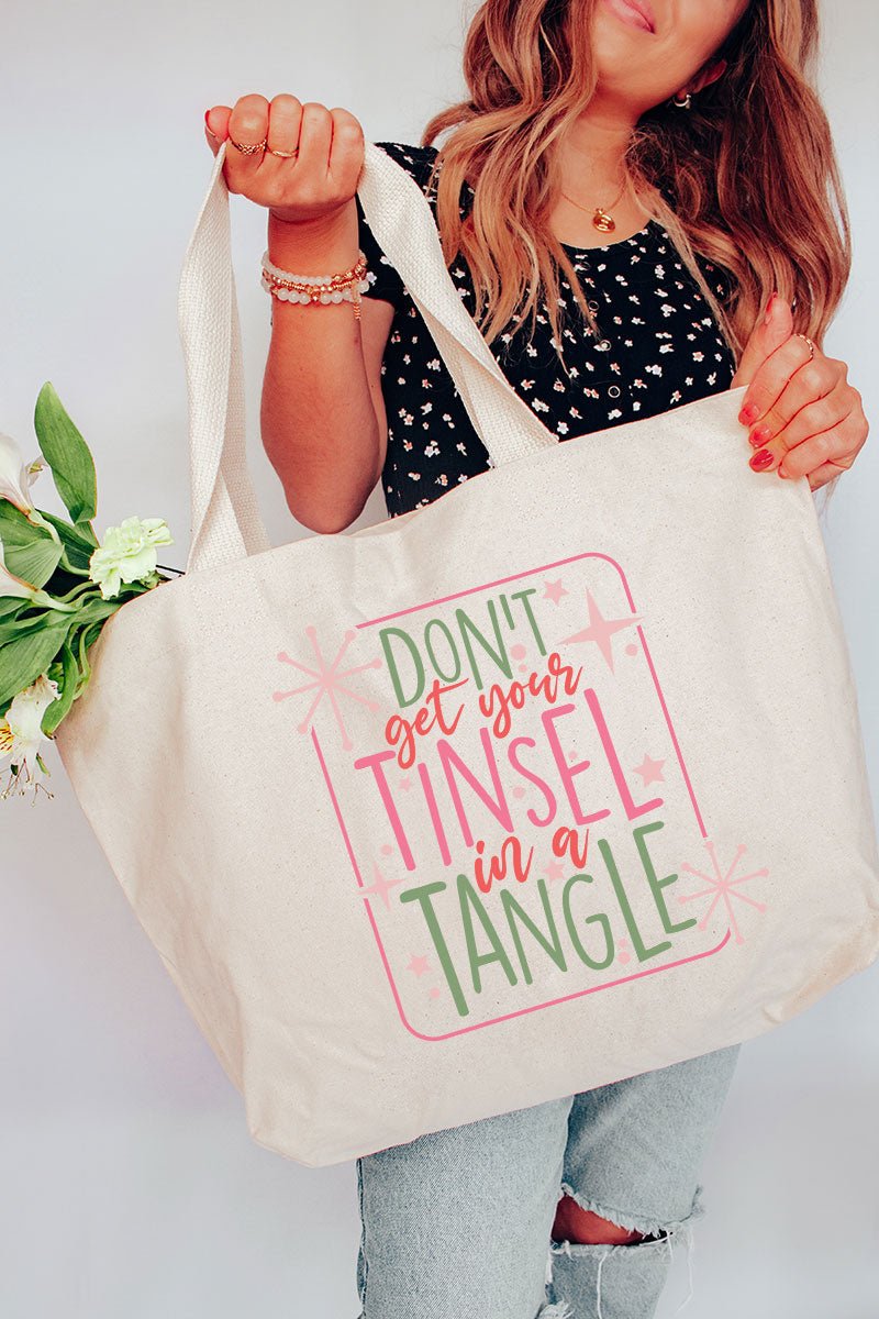 Tinsel In A Tangle Canvas Jumbo Tote - Wholesale Accessory Market