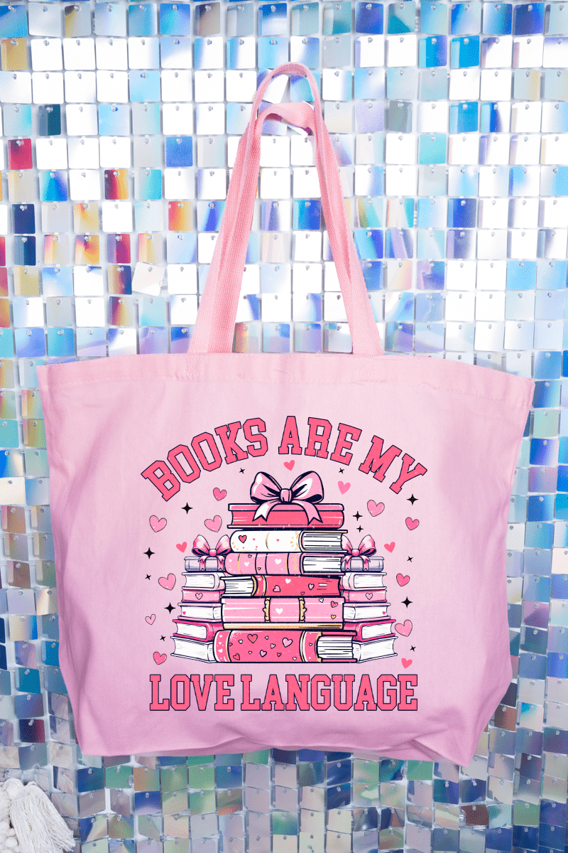 Valentine Books Are My Love Language Canvas Jumbo Tote - Wholesale Accessory Market