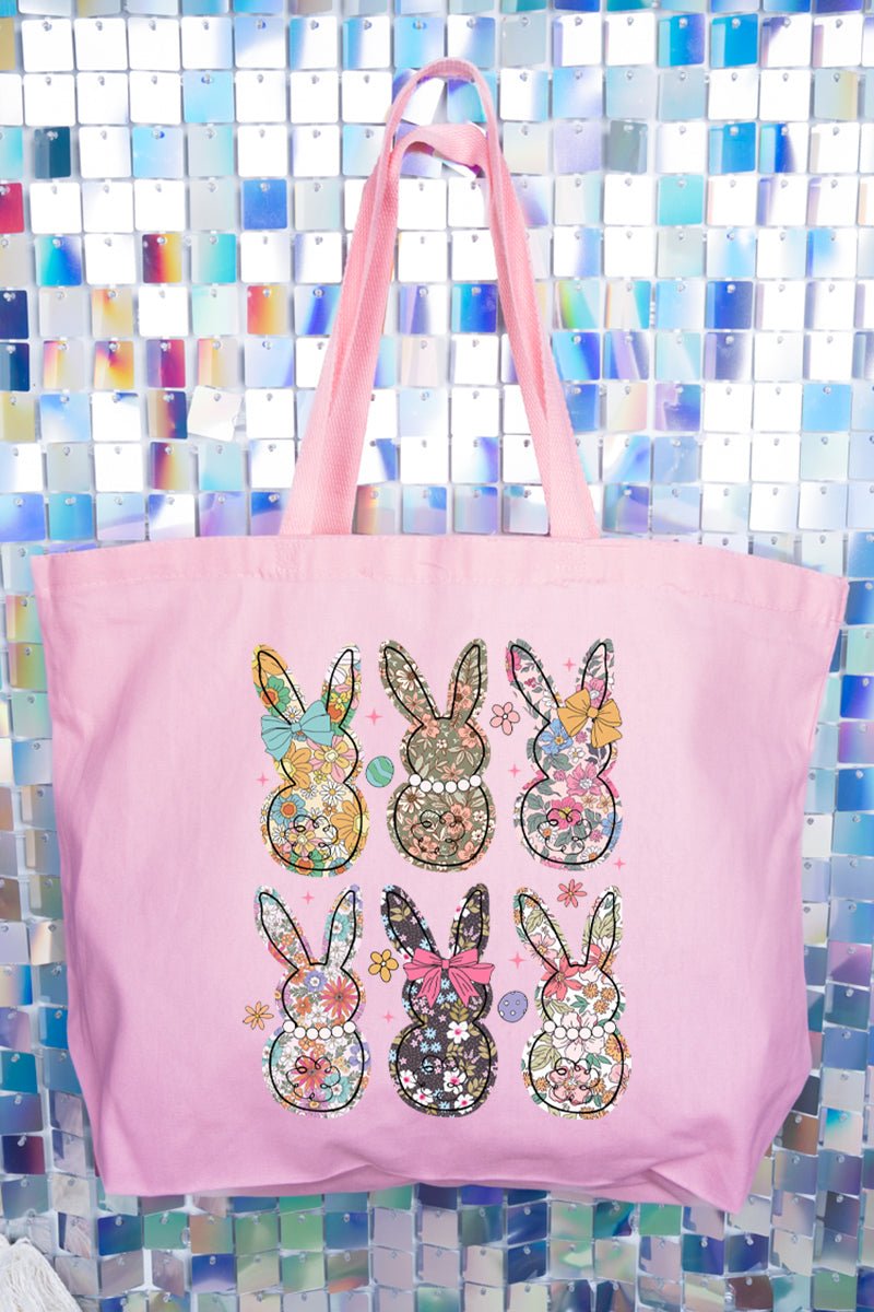 Vintage Bunny Blooms Canvas Jumbo Tote - Wholesale Accessory Market