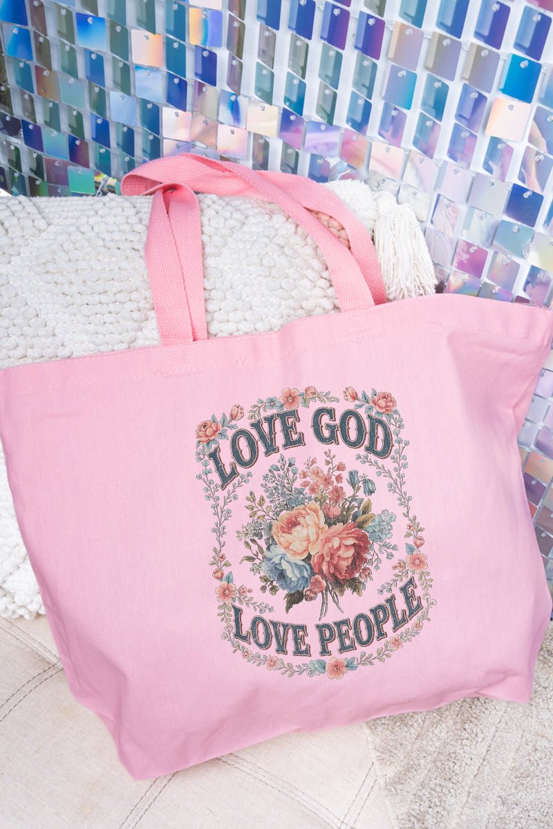 Vintage Love God Love People Canvas Jumbo Tote - Wholesale Accessory Market