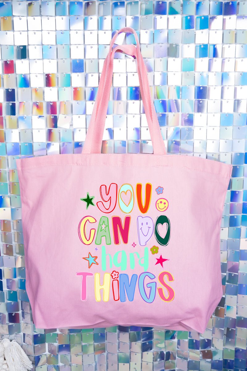 You Can Do Hard Things Canvas Jumbo Tote - Wholesale Accessory Market