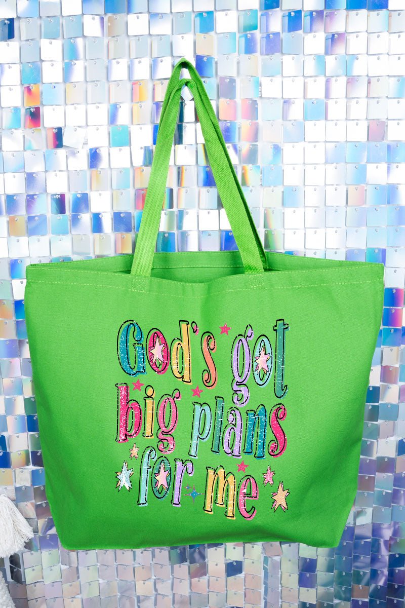 Distressed Big Plans For Me Canvas Jumbo Tote - Wholesale Accessory Market