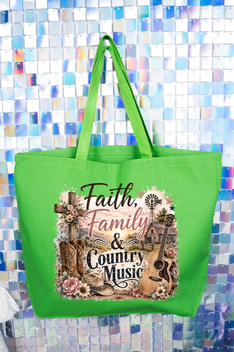 Faith, Family & Country Music Canvas Jumbo Tote - Wholesale Accessory Market