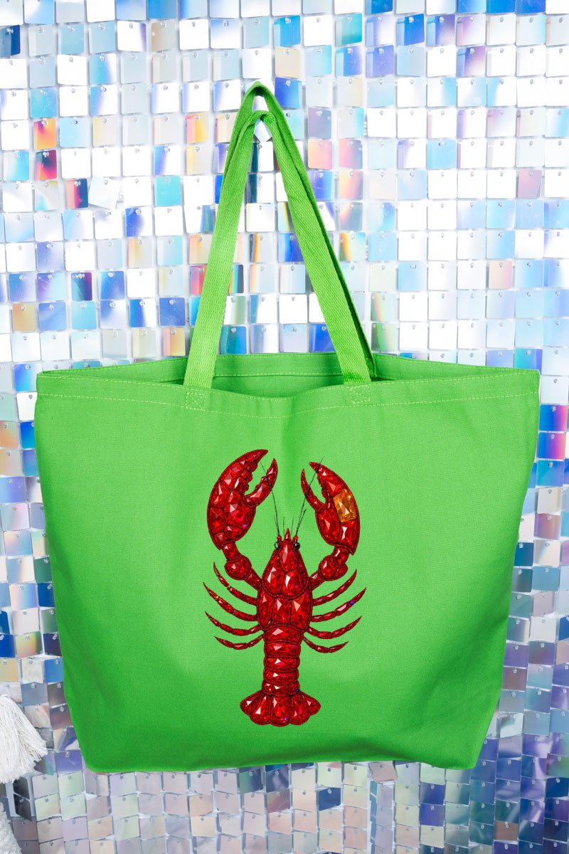 Faux Rhinestone Crawfish Canvas Jumbo Tote - Wholesale Accessory Market