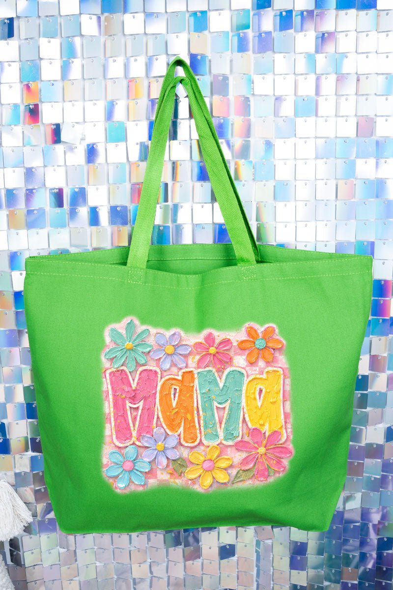 Floral Painted Mama Canvas Jumbo Tote - Wholesale Accessory Market