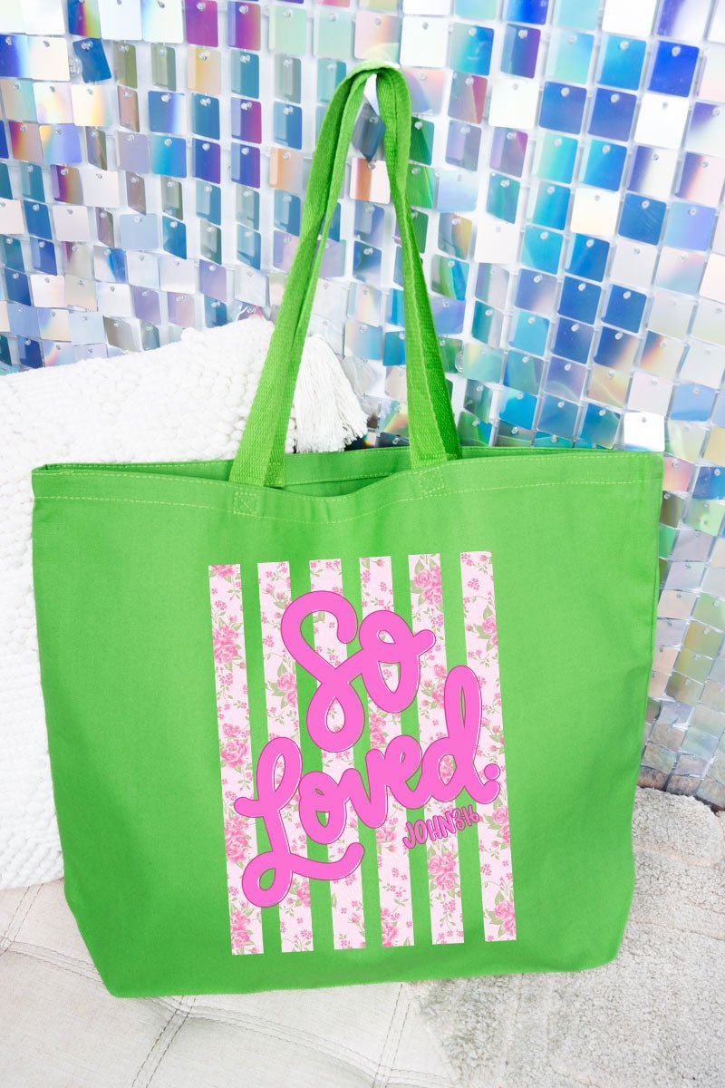 Floral So Loved Canvas Jumbo Tote - Wholesale Accessory Market