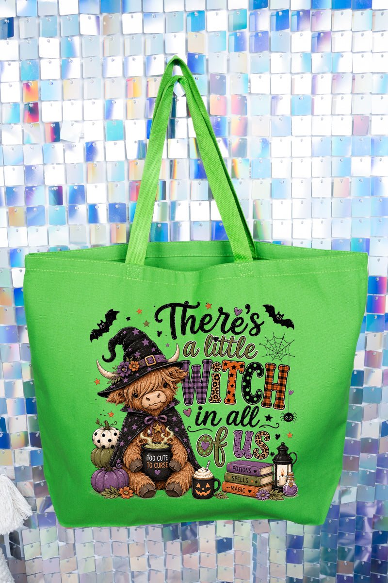 Little Witch Highland Cow Canvas Jumbo Tote - Wholesale Accessory Market
