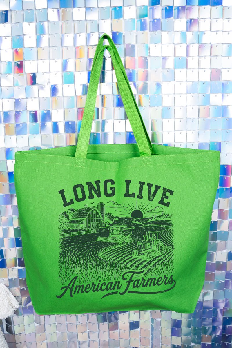 Long Live American Farmers Canvas Jumbo Tote - Wholesale Accessory Market