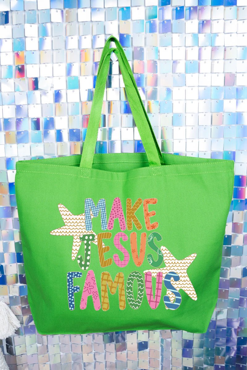 Make Jesus Famous Canvas Jumbo Tote - Wholesale Accessory Market