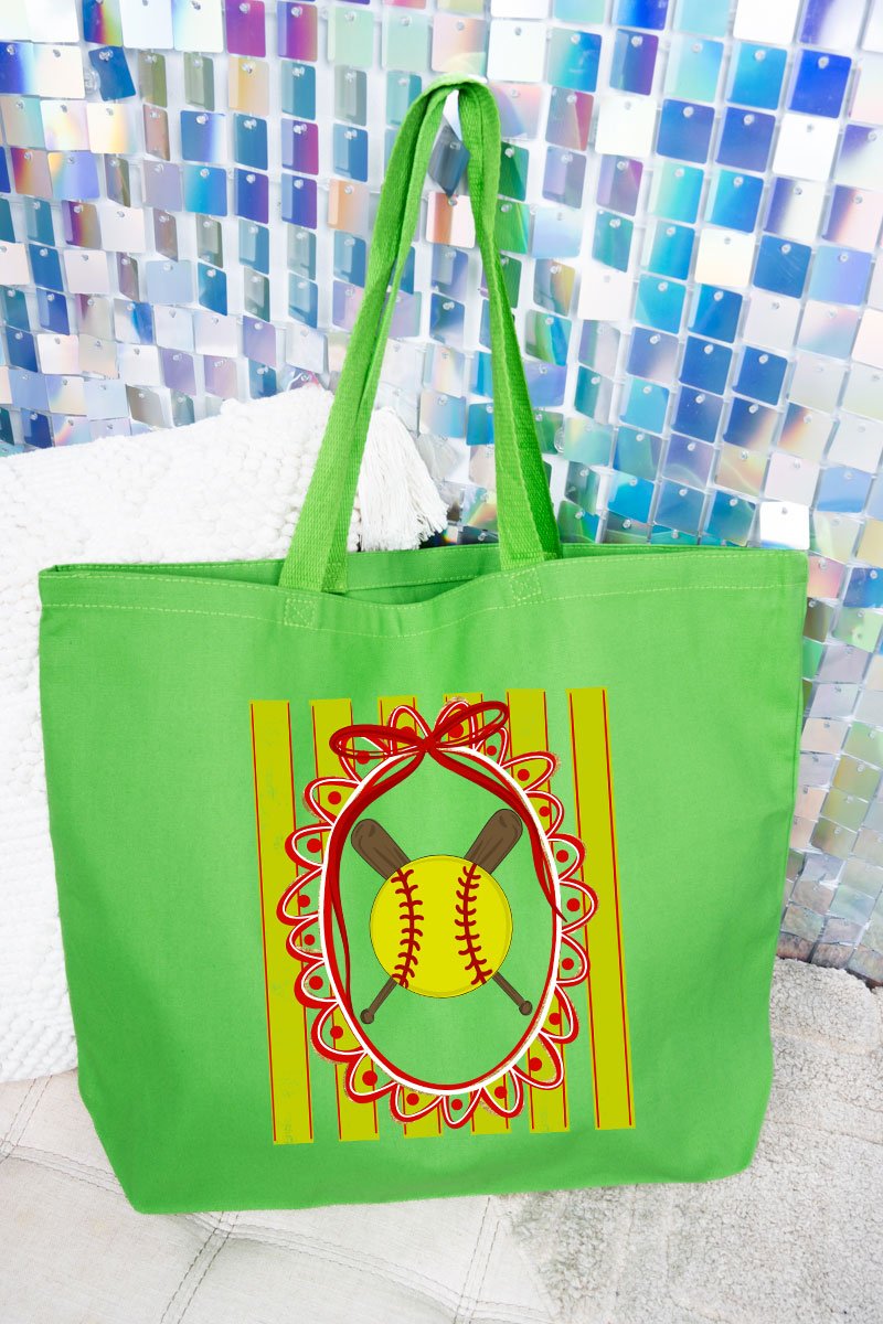 Softball Stripes Canvas Jumbo Tote - Wholesale Accessory Market