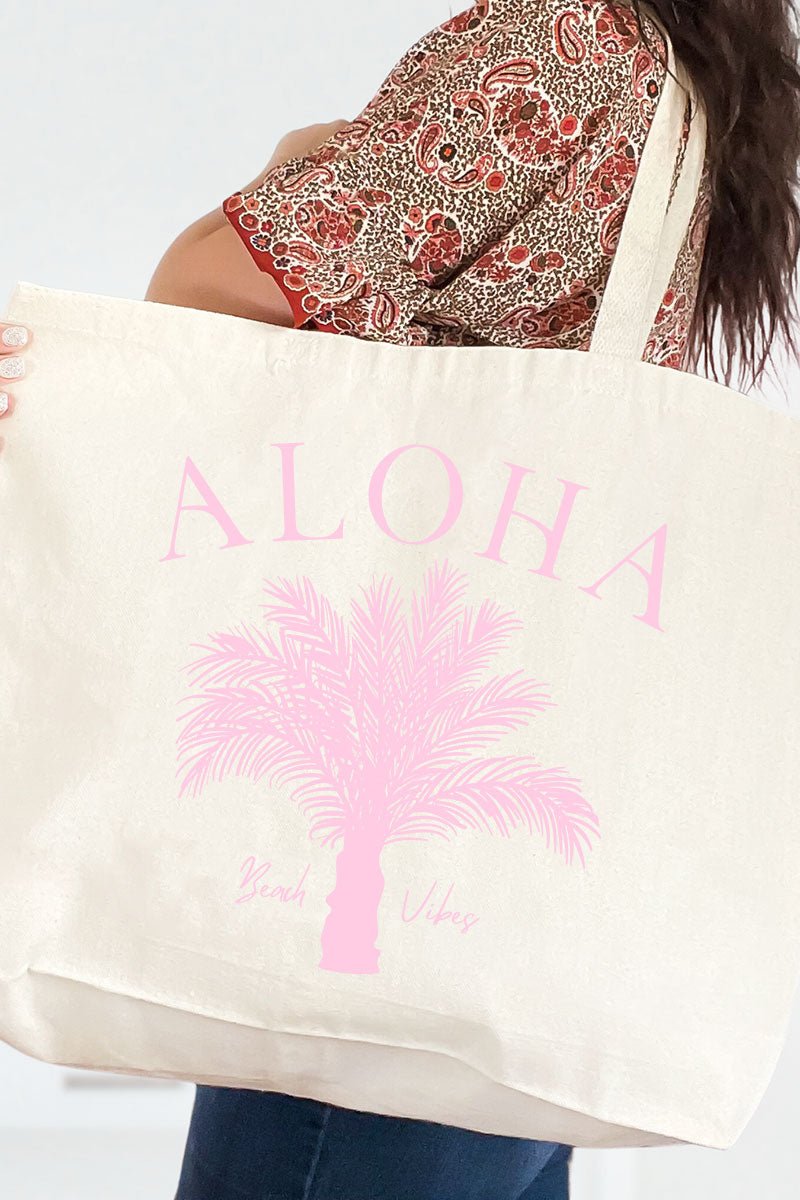 Aloha Vibes Canvas Jumbo Tote - Wholesale Accessory Market