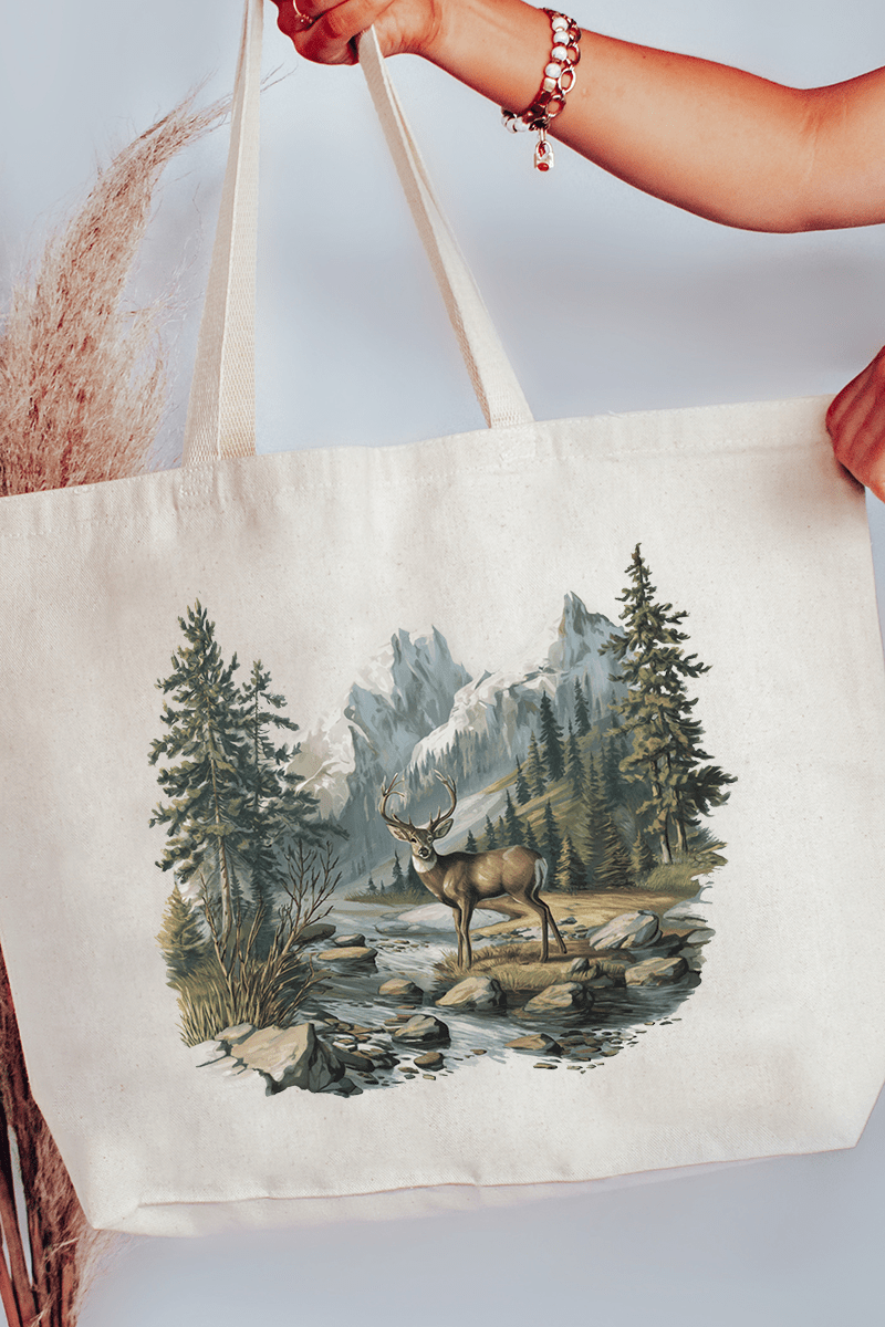 Alpine Deer Canvas Jumbo Tote - Wholesale Accessory Market