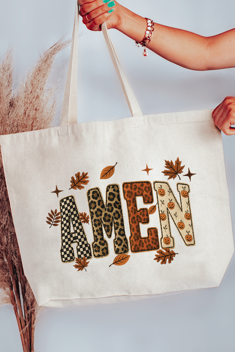 Autumn Amen Canvas Jumbo Tote - Wholesale Accessory Market