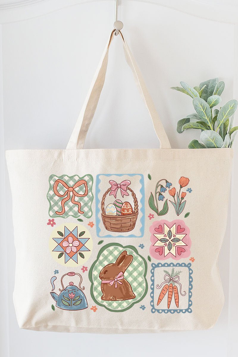 Blossom Bunny Patch Canvas Jumbo Tote - Wholesale Accessory Market