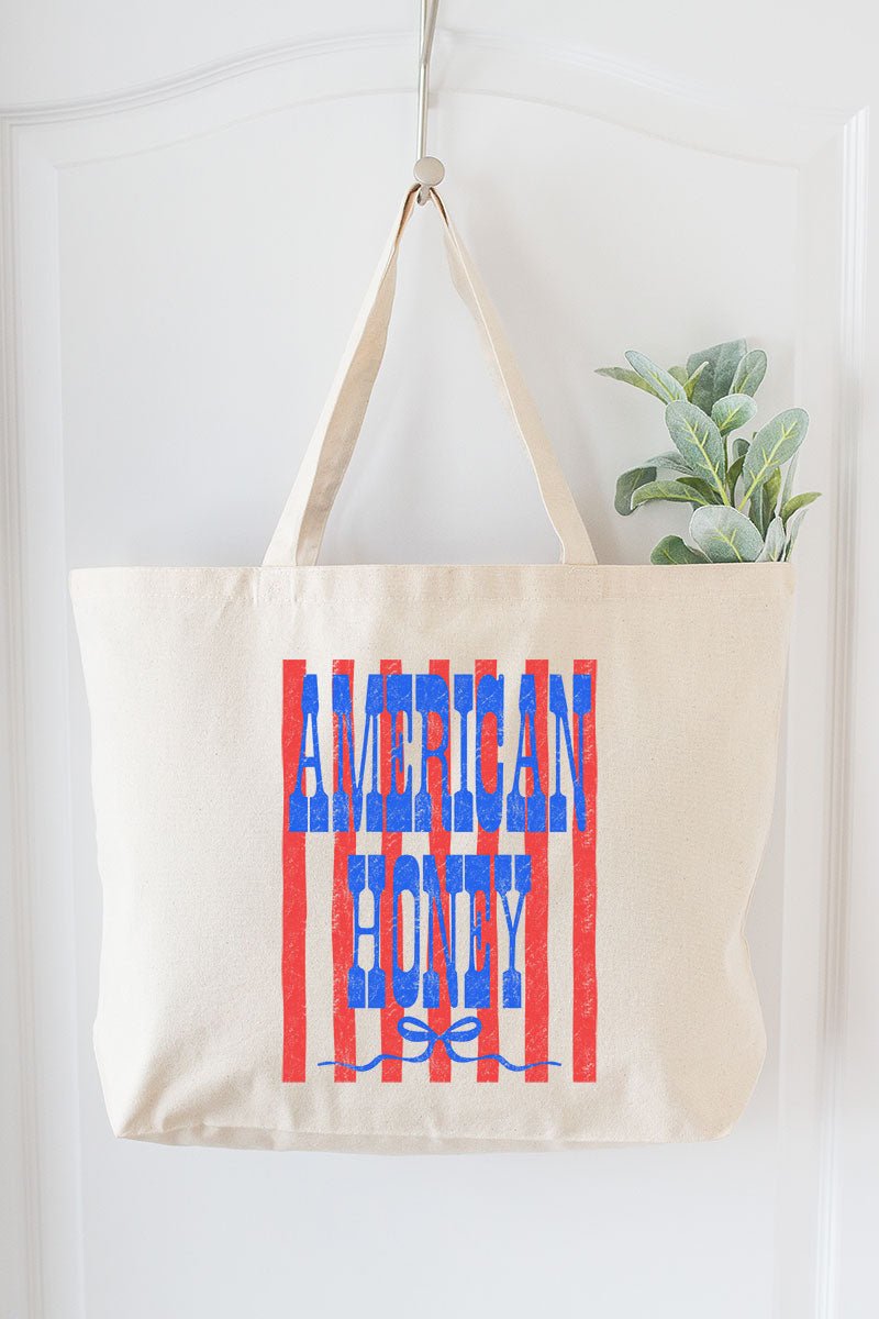 Blue American Honey Energy Canvas Jumbo Tote - Wholesale Accessory Market