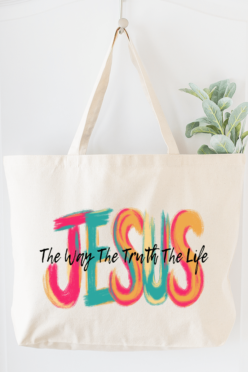 Brushstroke Jesus Canvas Jumbo Tote - Wholesale Accessory Market
