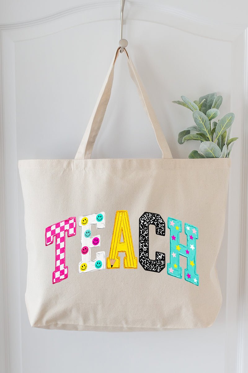 Brushstrokes & Bright Minds Canvas Jumbo Tote - Wholesale Accessory Market