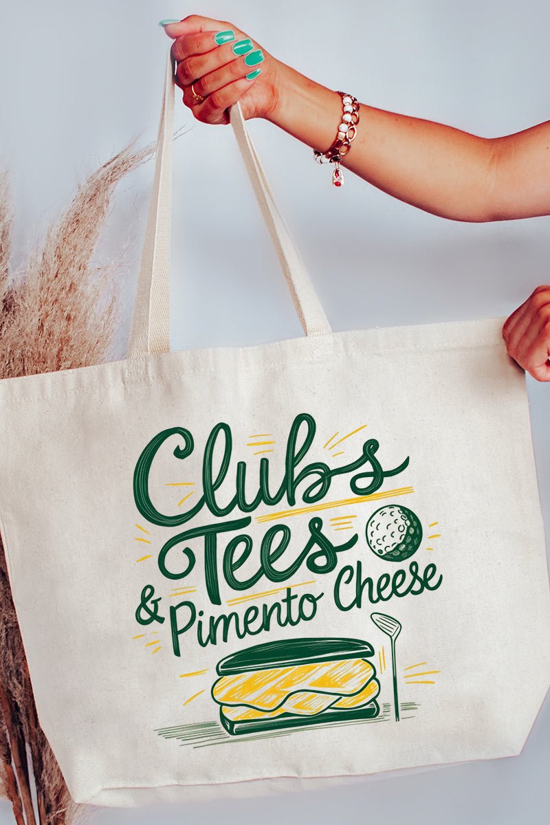 Clubs, Tees & Pimento Cheese Canvas Jumbo Tote - Wholesale Accessory Market