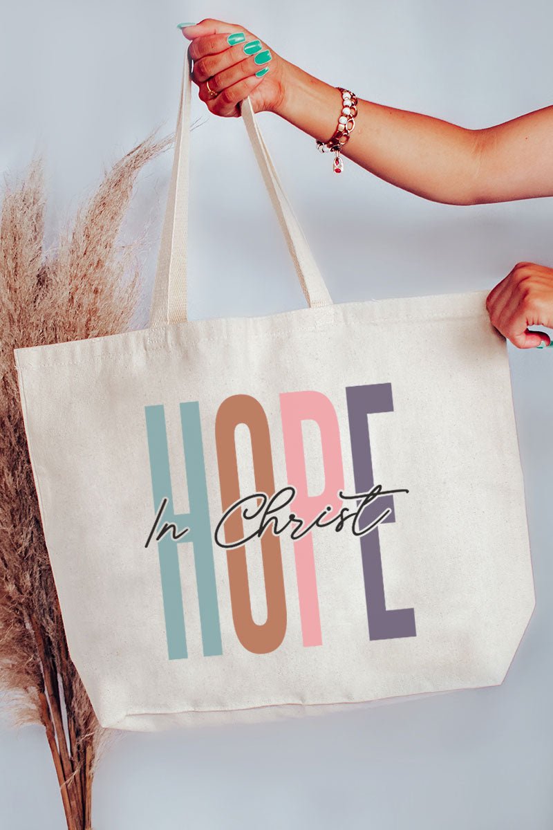 Colorblock Hope In Christ Canvas Jumbo Tote - Wholesale Accessory Market