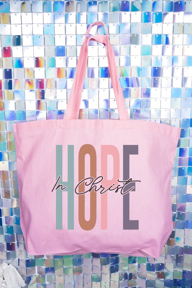 Colorblock Hope In Christ Canvas Jumbo Tote - Wholesale Accessory Market
