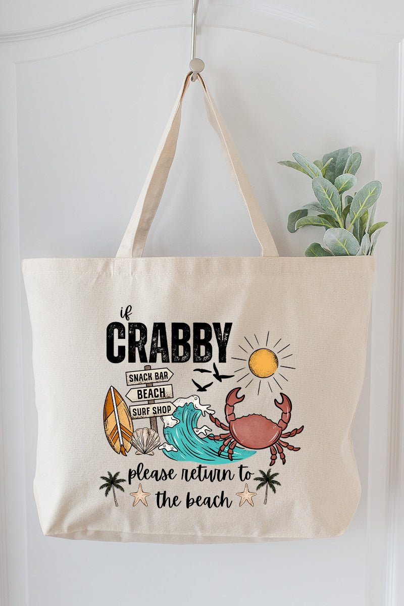 Crabby Beach Canvas Jumbo Tote - Wholesale Accessory Market