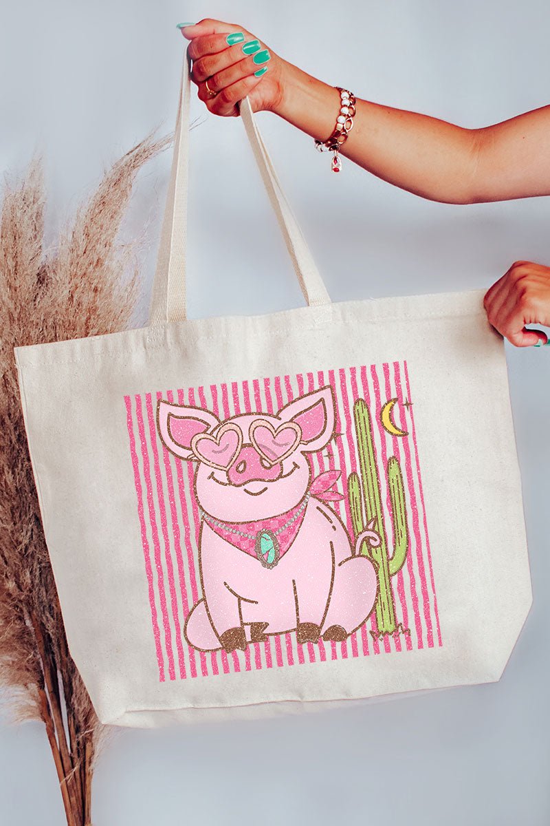 Desert Diva Piggy Canvas Jumbo Tote - Wholesale Accessory Market