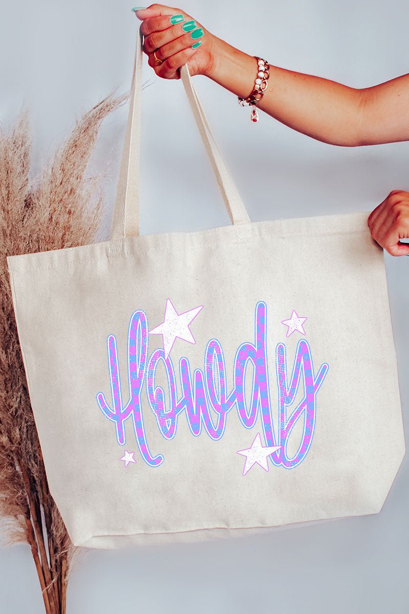 Electric Cowgirl Howdy Canvas Jumbo Tote - Wholesale Accessory Market