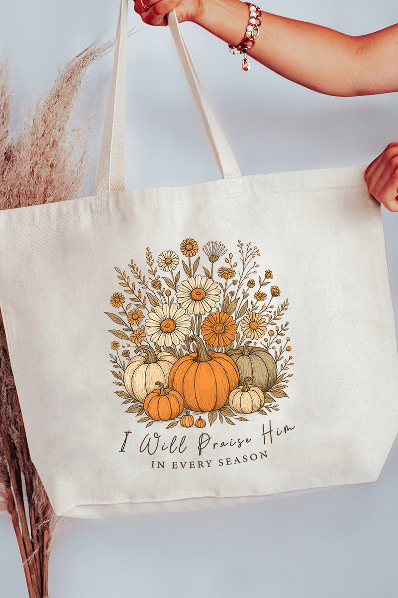 Fall Praise Him Canvas Jumbo Tote - Wholesale Accessory Market