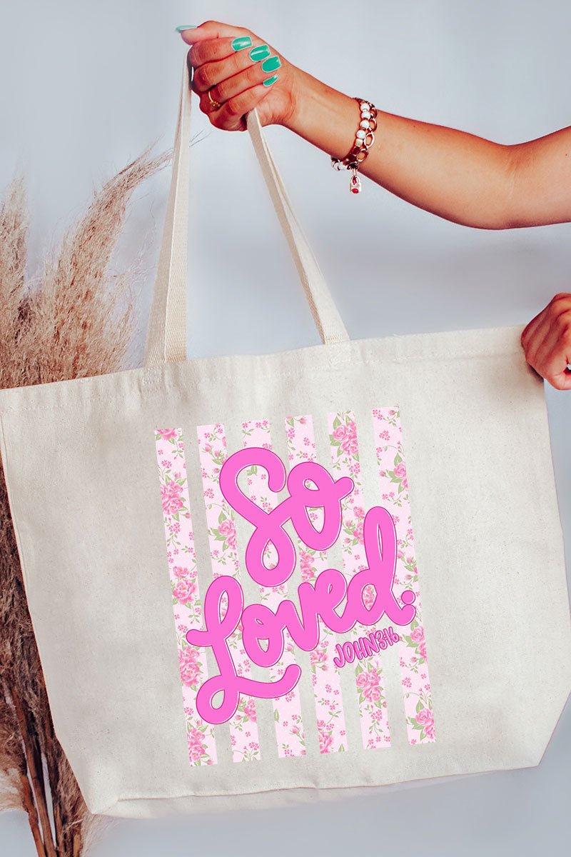 Floral So Loved Canvas Jumbo Tote - Wholesale Accessory Market