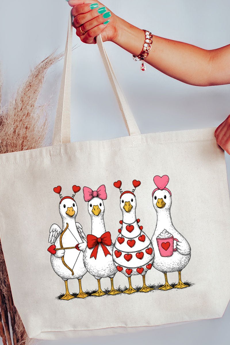 Geese In Love Formation Canvas Jumbo Tote - Wholesale Accessory Market