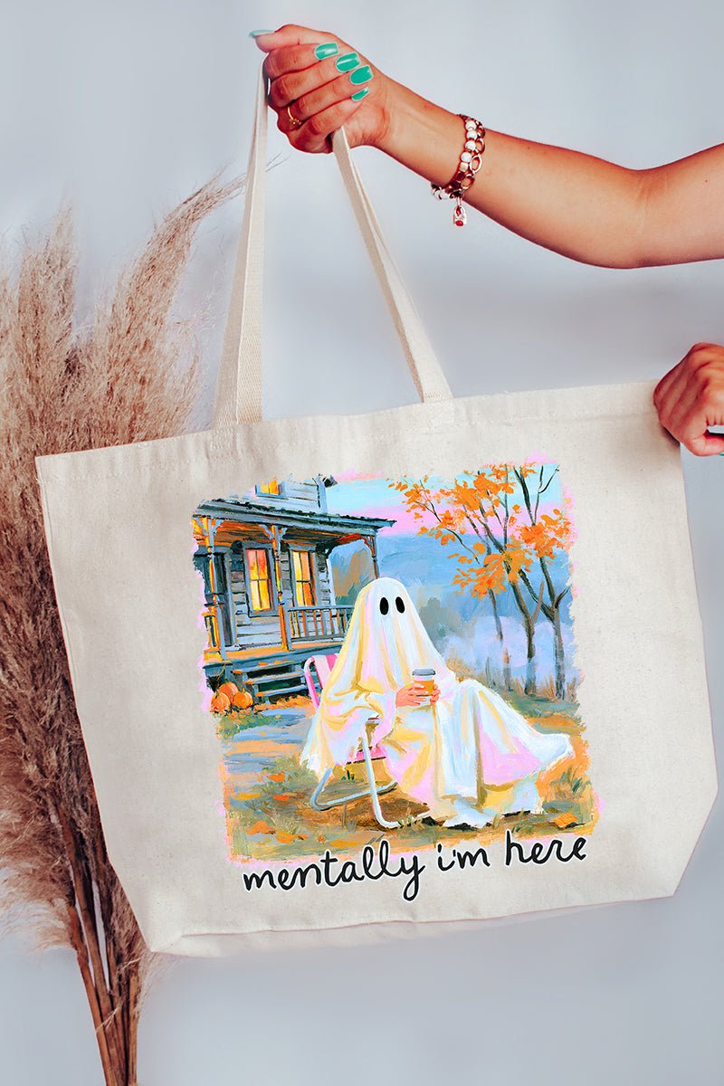 Ghost Mentally I'm Here Canvas Jumbo Tote - Wholesale Accessory Market