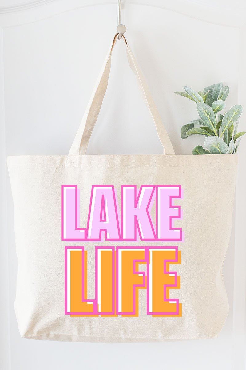 Golden Hour Lake Life Canvas Jumbo Tote - Wholesale Accessory Market