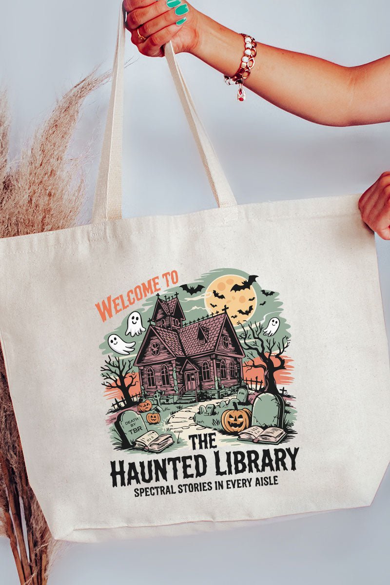 Haunted Library Canvas Jumbo Tote - Wholesale Accessory Market