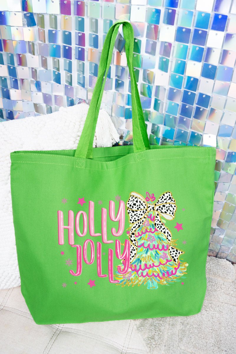 Holly Jolly Christmas Tree Canvas Jumbo Tote - Wholesale Accessory Market
