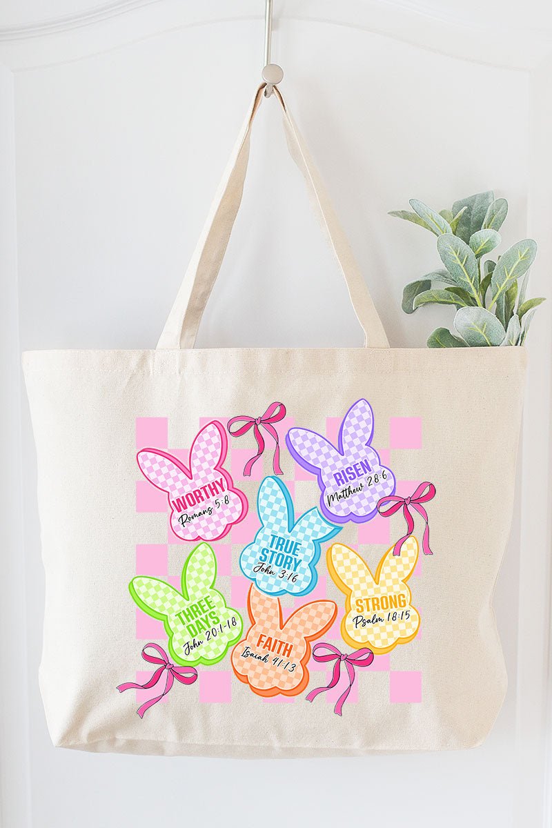 Little Bunnies, Big Faith Canvas Jumbo Tote - Wholesale Accessory Market