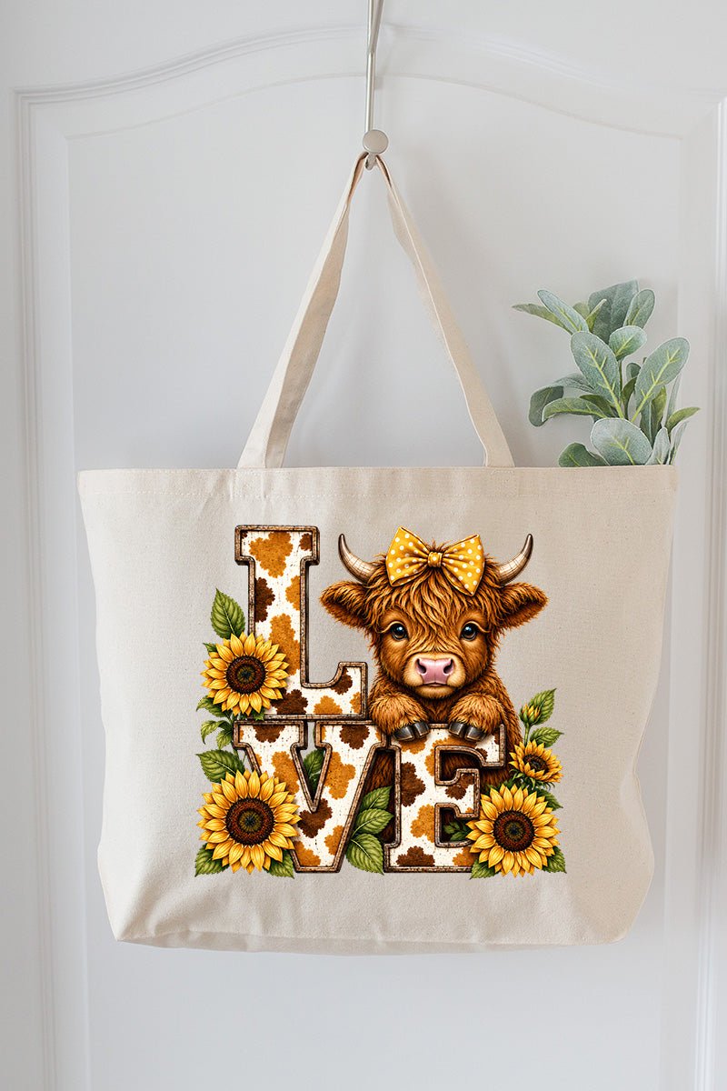 Little Highland Love Canvas Jumbo Tote - Wholesale Accessory Market