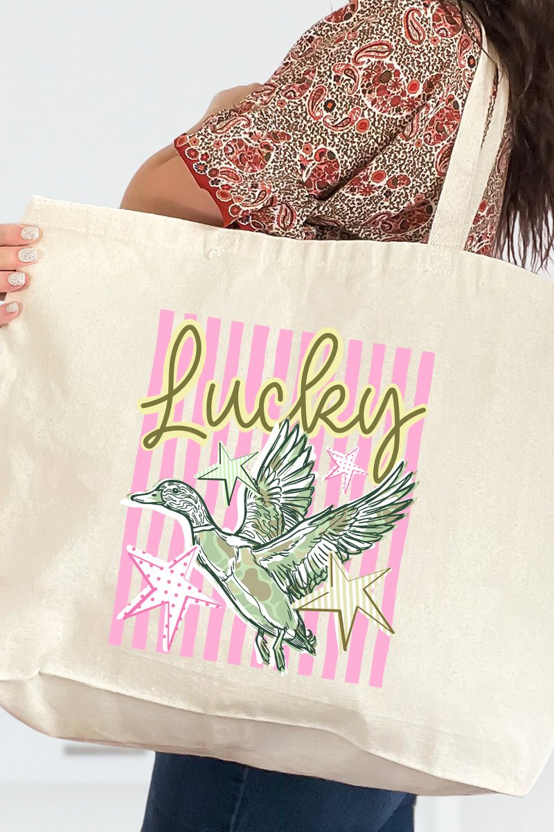 Lucky Duck Canvas Jumbo Tote - Wholesale Accessory Market