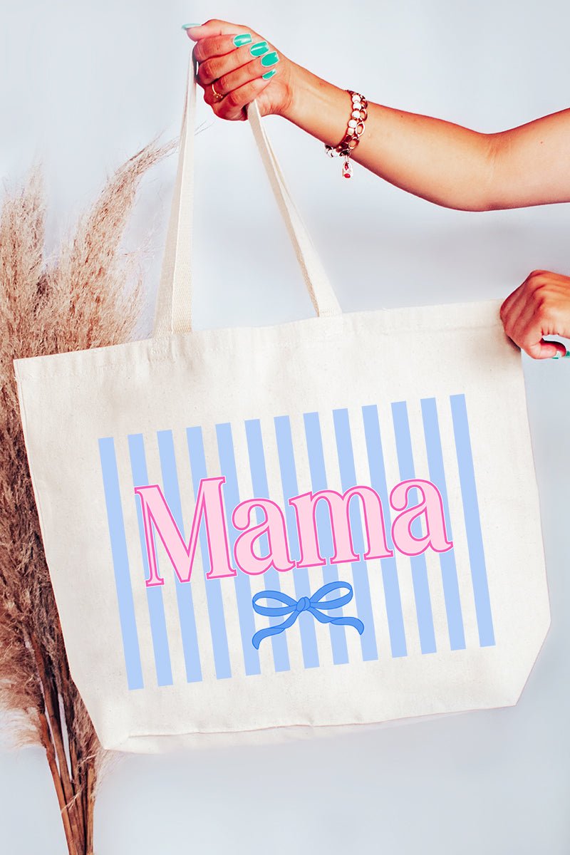 Mama Striped Canvas Jumbo Tote - Wholesale Accessory Market