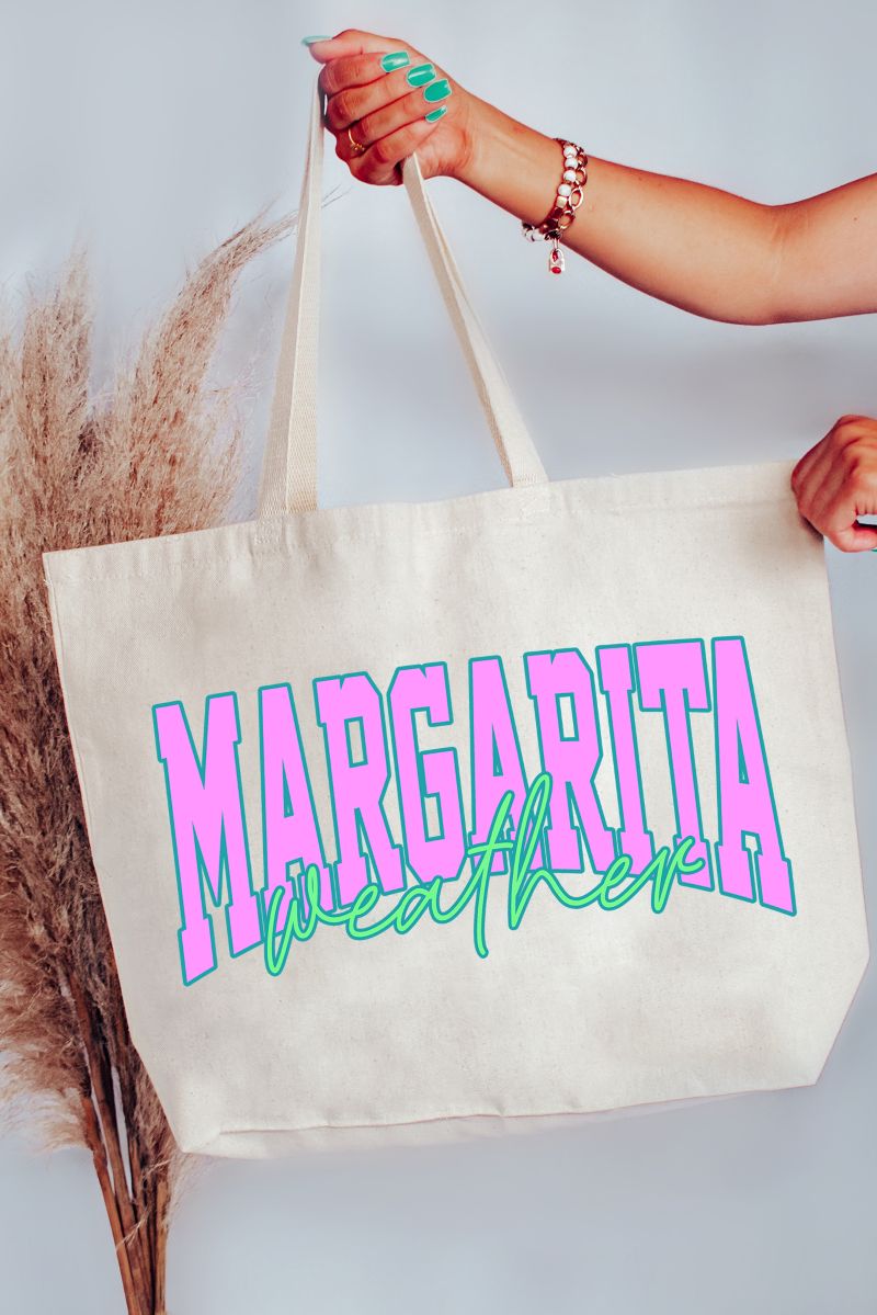 Margarita Weather Color Block Canvas Jumbo Tote - Wholesale Accessory Market