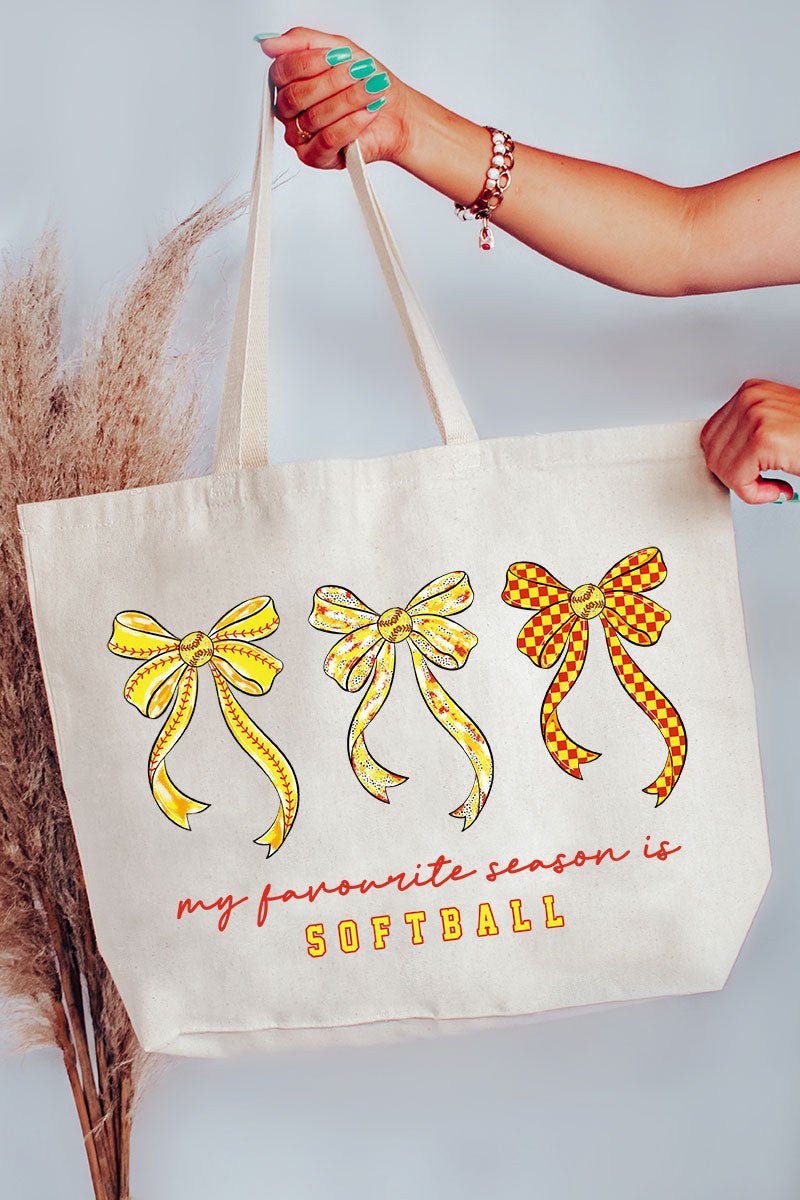 My Favorite Season Is Softball Canvas Jumbo Tote - Wholesale Accessory Market