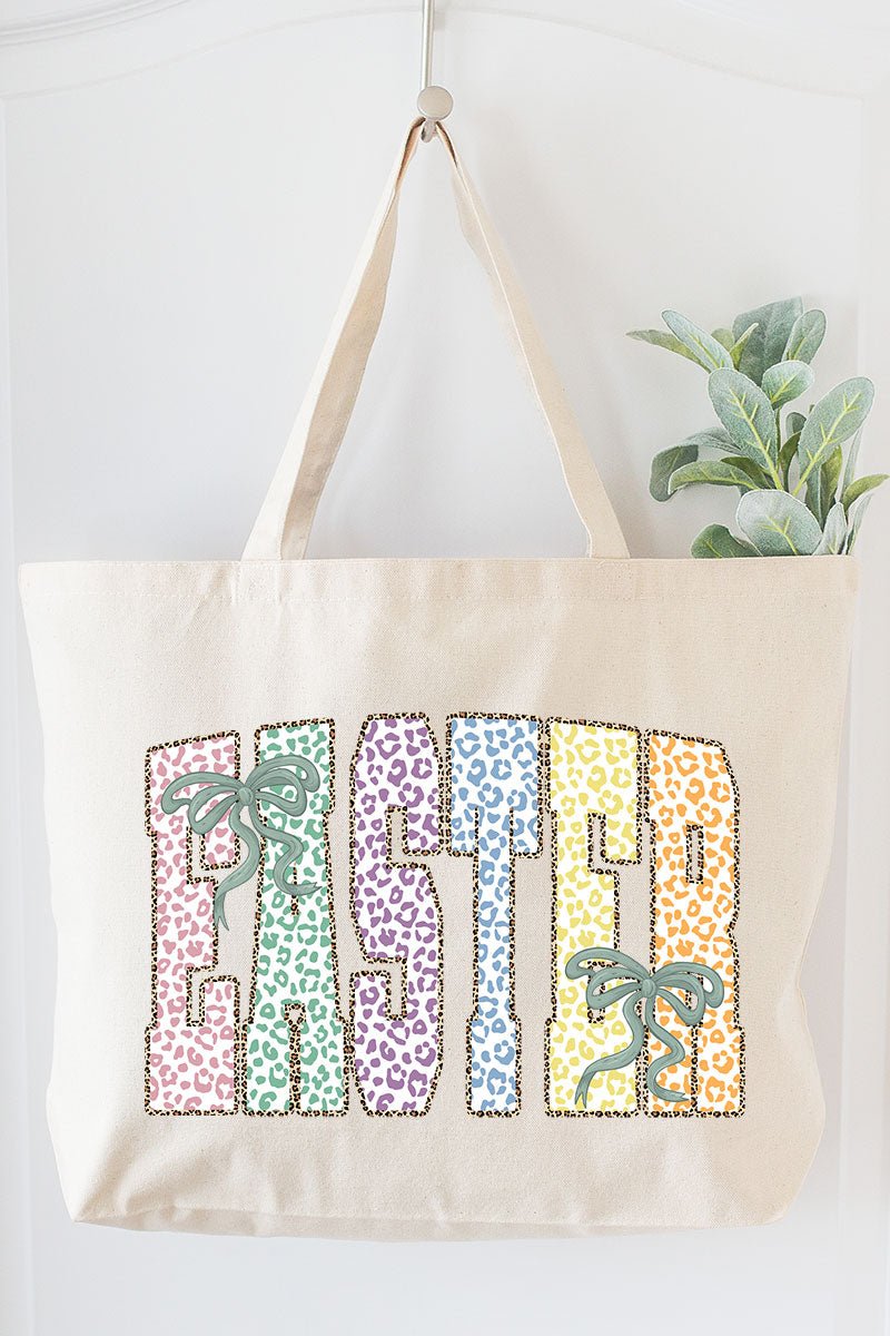 Pastel Easter Coquette Canvas Jumbo Tote - Wholesale Accessory Market