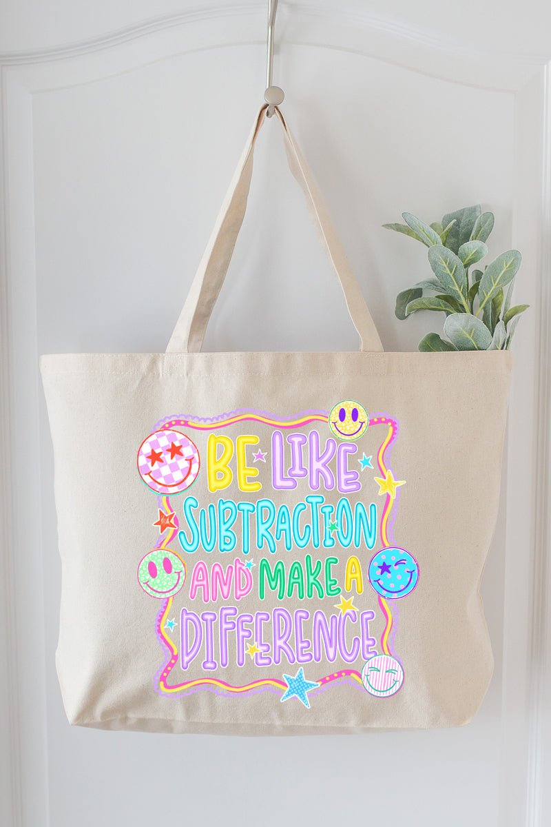 Playful Be Like Subtraction Canvas Jumbo Tote - Wholesale Accessory Market